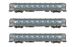 Jouef HJ4174 - H0 - 3-tlg. Set Reisezugwagen DEV Inox, SNCF, Ep. III - Set 1